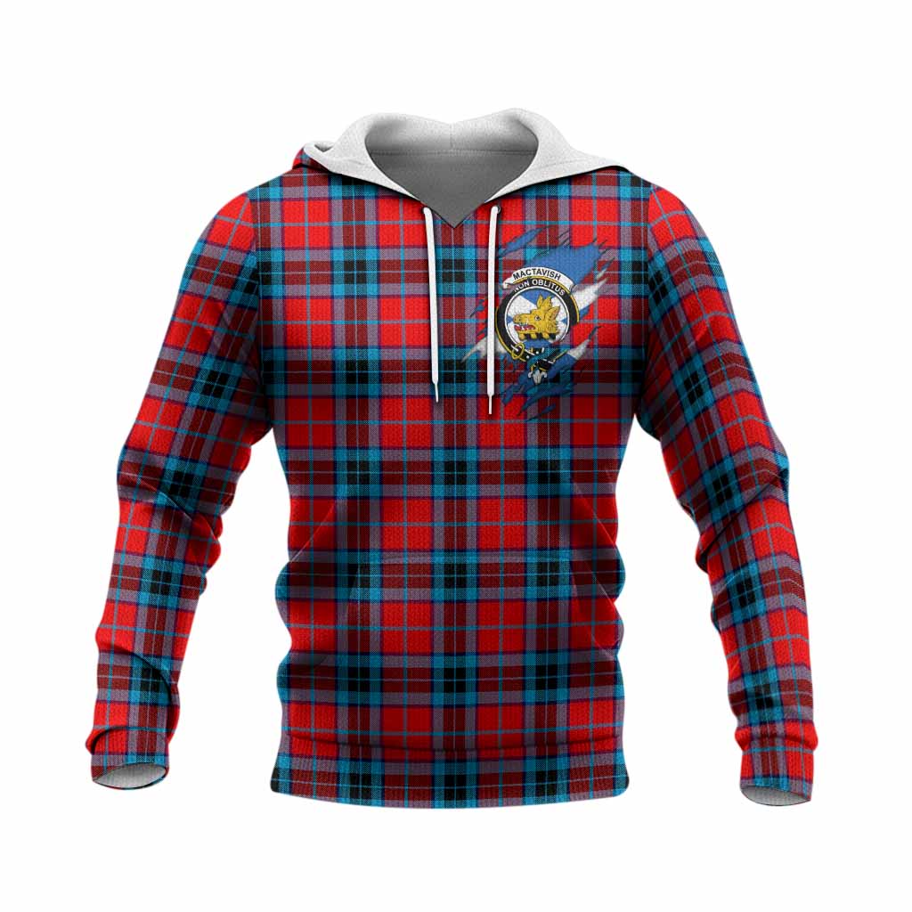 MacTavish (McTavish) Clan Crest In Me Tartan Knitted Hoodie Scotland Flag Style