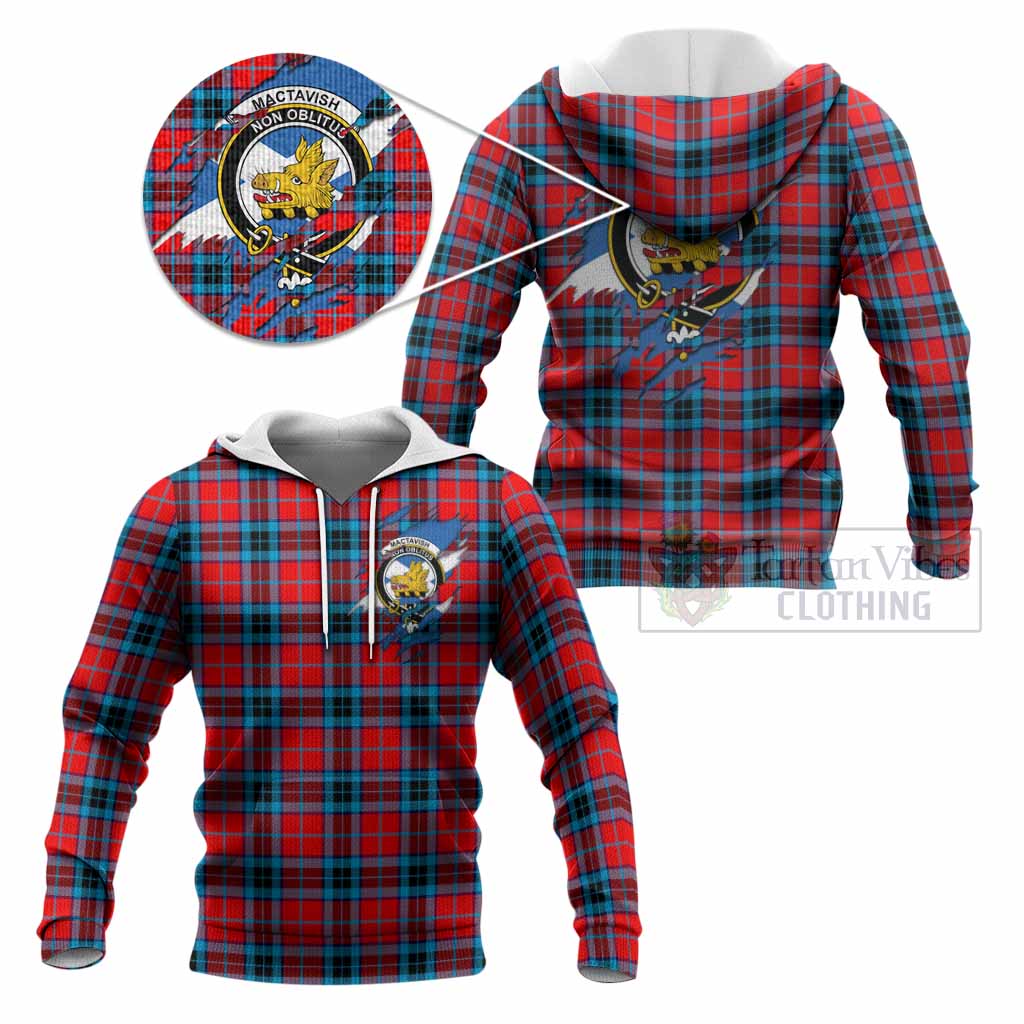 MacTavish (McTavish) Clan Crest In Me Tartan Knitted Hoodie Scotland Flag Style
