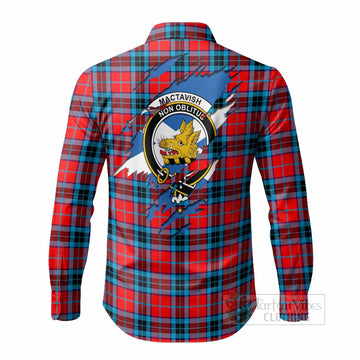 MacTavish (McTavish) Clan Crest In Me Tartan Long Sleeve Button Shirts Scotland Flag Style