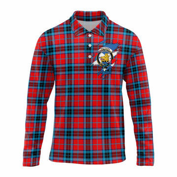 MacTavish (McTavish) Clan Crest In Me Tartan Long Sleeve Polo Shirt Scotland Flag Style