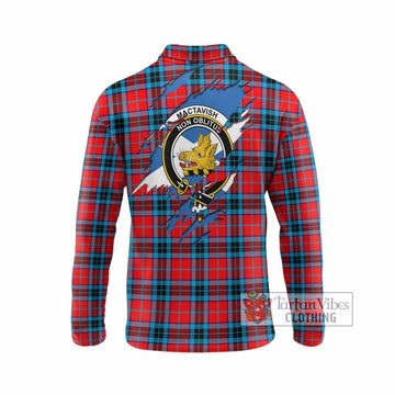 MacTavish (McTavish) Clan Crest In Me Tartan Long Sleeve Polo Shirt Scotland Flag Style