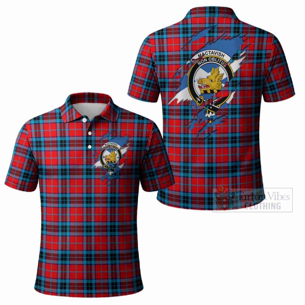 MacTavish (McTavish) Clan Crest In Me Tartan Polo Shirt Scotland Flag Style