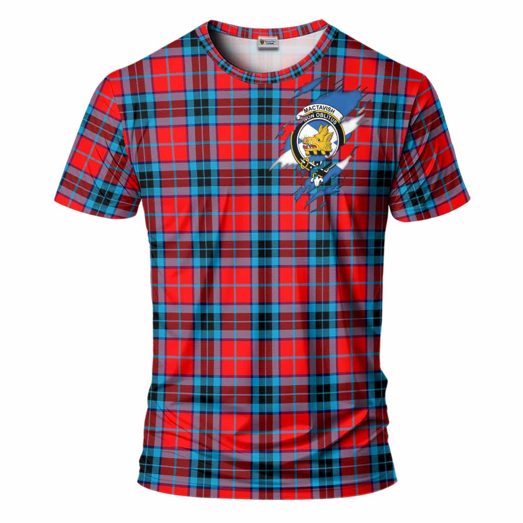 MacTavish (McTavish) Clan Crest In Me Tartan T-Shirt Scotland Flag Style