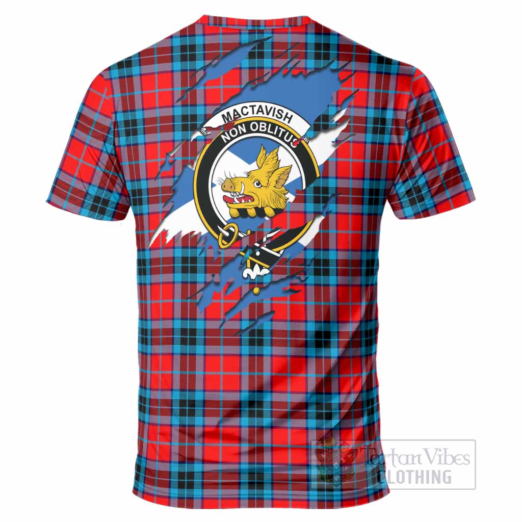 MacTavish (McTavish) Clan Crest In Me Tartan T-Shirt Scotland Flag Style