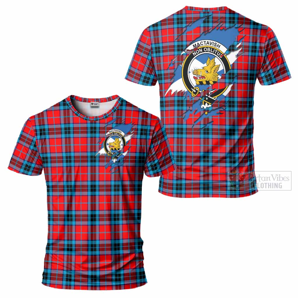 MacTavish (McTavish) Clan Crest In Me Tartan T-Shirt Scotland Flag Style