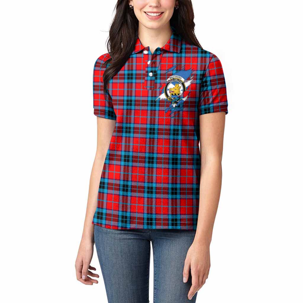 MacTavish (McTavish) Clan Crest In Me Tartan Women Polo Shirt Scotland Flag Style