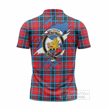 MacTavish (McTavish) Clan Crest In Me Tartan Zipper Polo Shirt Scotland Flag Style