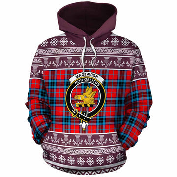 MacTavish (McTavish) Clan Tartan Christmas Cotton Hoodie with Family Crest
