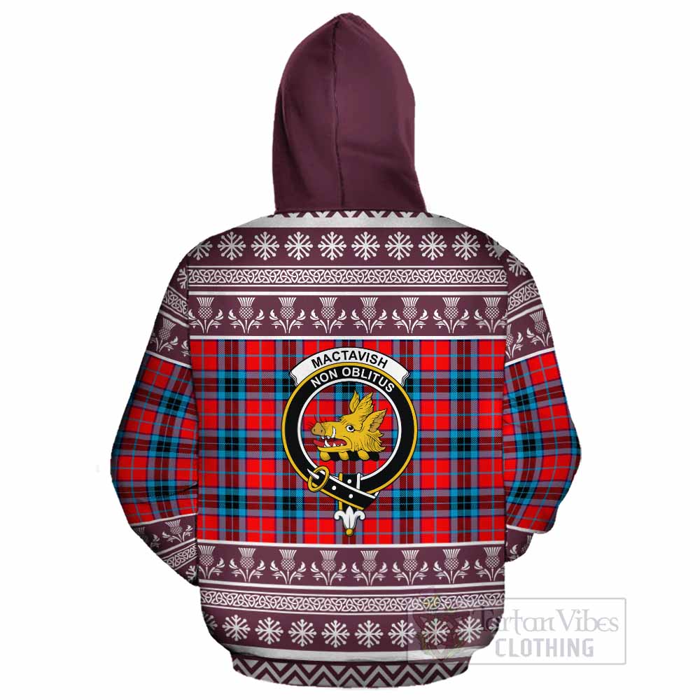 MacTavish (McTavish) Clan Tartan Christmas Cotton Hoodie with Family Crest - Tartan Vibes Clothing