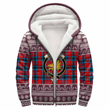 MacTavish (McTavish) Clan Tartan Christmas Fleece Hoodie with Family Crest