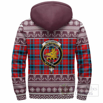 MacTavish (McTavish) Clan Tartan Christmas Fleece Hoodie with Family Crest