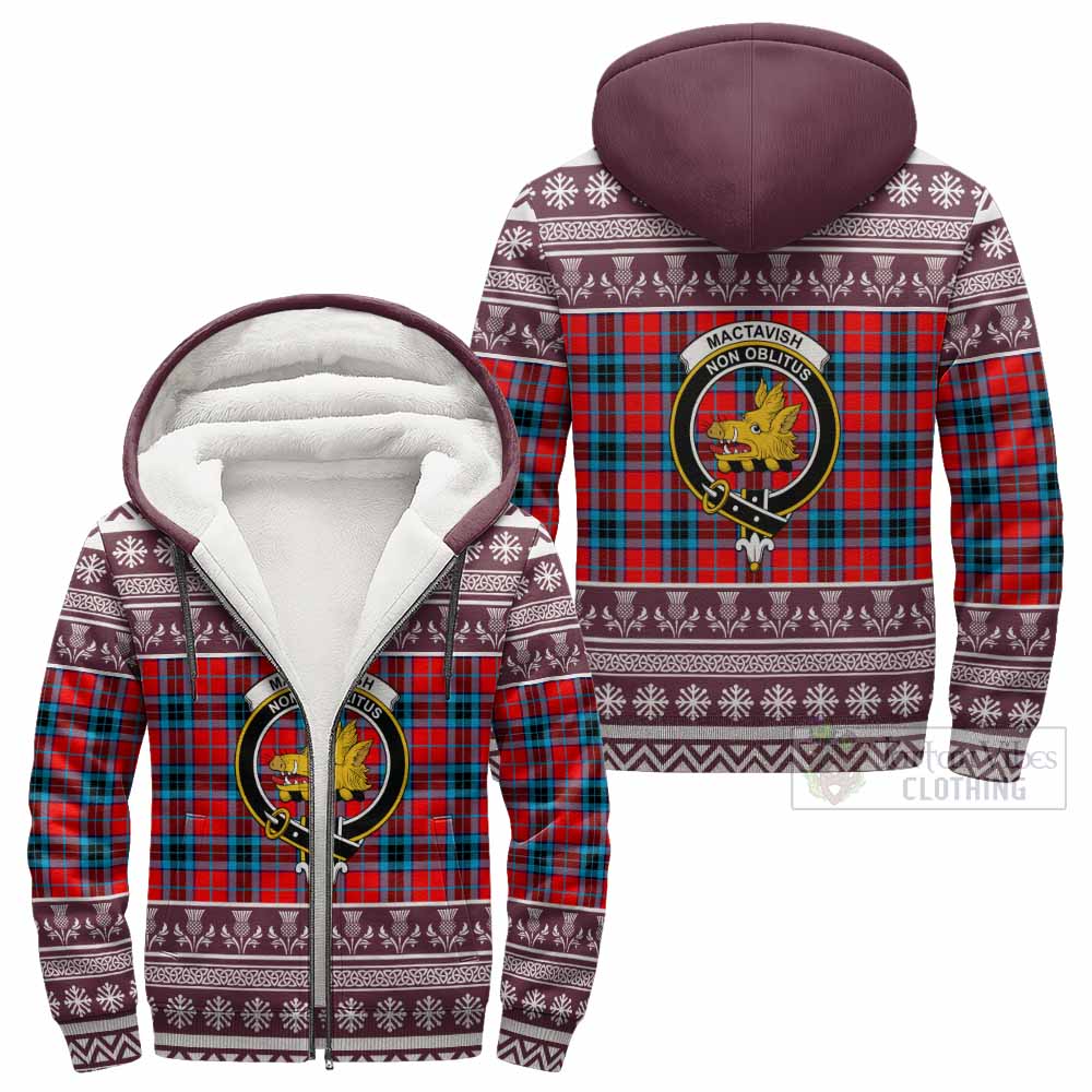 MacTavish (McTavish) Clan Tartan Christmas Fleece Hoodie with Family Crest - Tartan Vibes Clothing