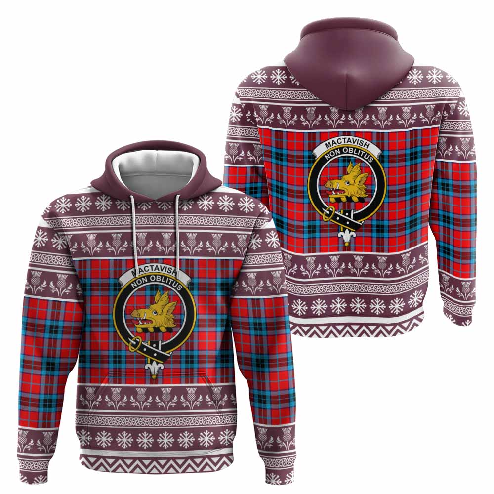 MacTavish (McTavish) Clan Tartan Christmas Hoodie with Family Crest - Tartan Vibes Clothing