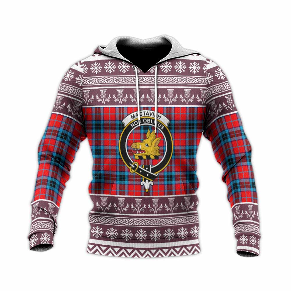 MacTavish (McTavish) Clan Tartan Christmas Knitted Hoodie with Family Crest - Tartan Vibes Clothing