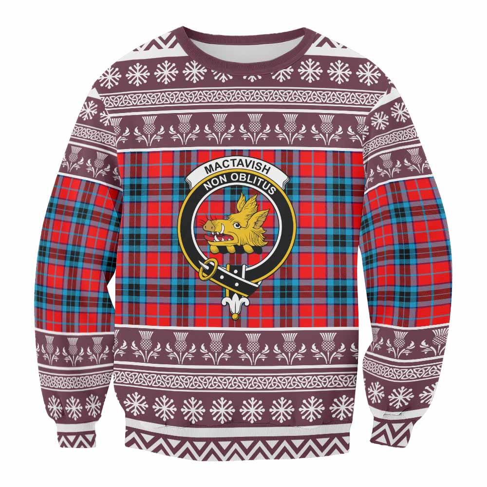 MacTavish (McTavish) Clan Tartan Christmas Sweatshirt with Family Crest - Tartan Vibes Clothing