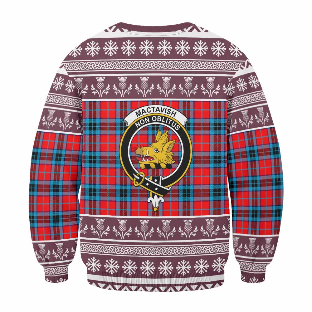 MacTavish (McTavish) Clan Tartan Christmas Sweatshirt with Family Crest - Tartan Vibes Clothing