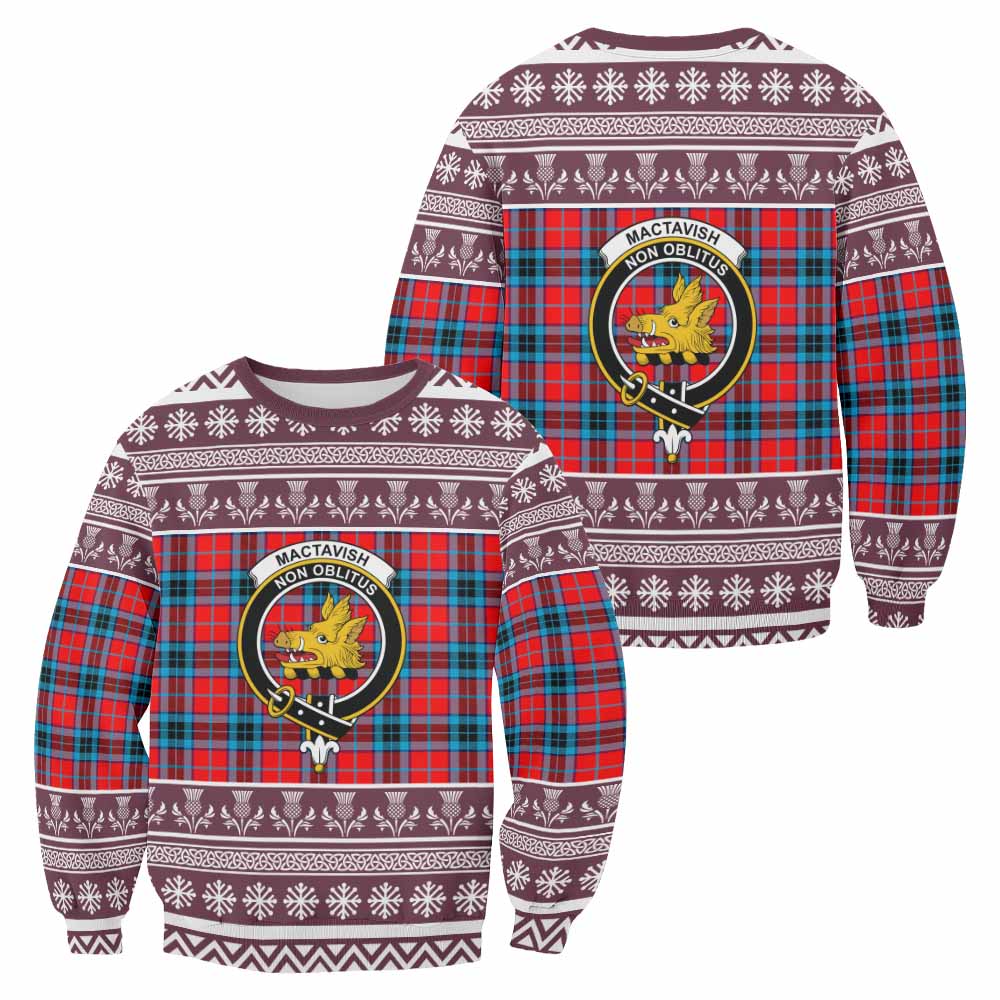MacTavish (McTavish) Clan Tartan Christmas Sweatshirt with Family Crest - Tartan Vibes Clothing