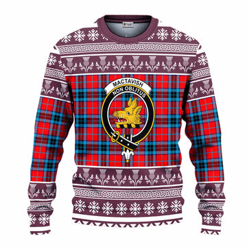 MacTavish (McTavish) Clan Tartan Christmas Ugly Sweater with Family Crest