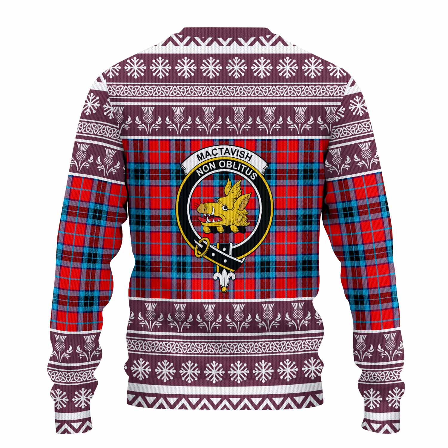 MacTavish (McTavish) Clan Tartan Christmas Ugly Sweater with Family Crest - Tartan Vibes Clothing