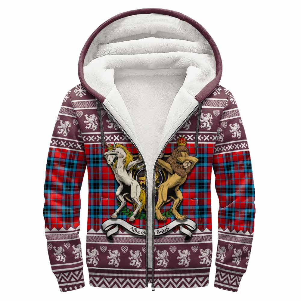 MacTavish (McTavish) Clan Tartan Crest Christmas Fleece Hoodie Coat of Arms Funny Style - Tartan Vibes Clothing