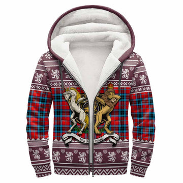 MacTavish (McTavish) Clan Tartan Crest Christmas Fleece Hoodie Coat of Arms Funny Style