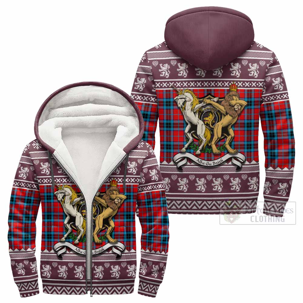 MacTavish (McTavish) Clan Tartan Crest Christmas Fleece Hoodie Coat of Arms Funny Style - Tartan Vibes Clothing