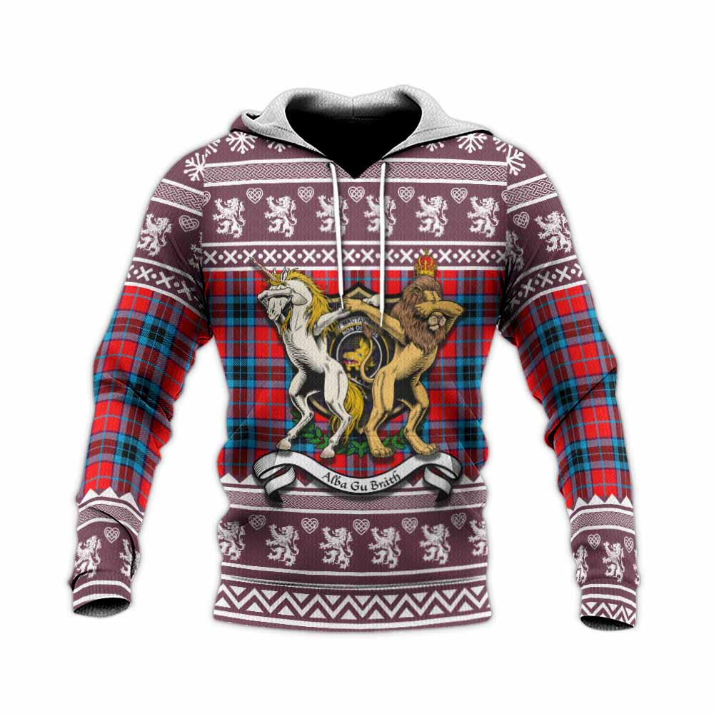 MacTavish (McTavish) Clan Tartan Crest Christmas Knitted Hoodie Coat of Arms Funny Style - Tartan Vibes Clothing
