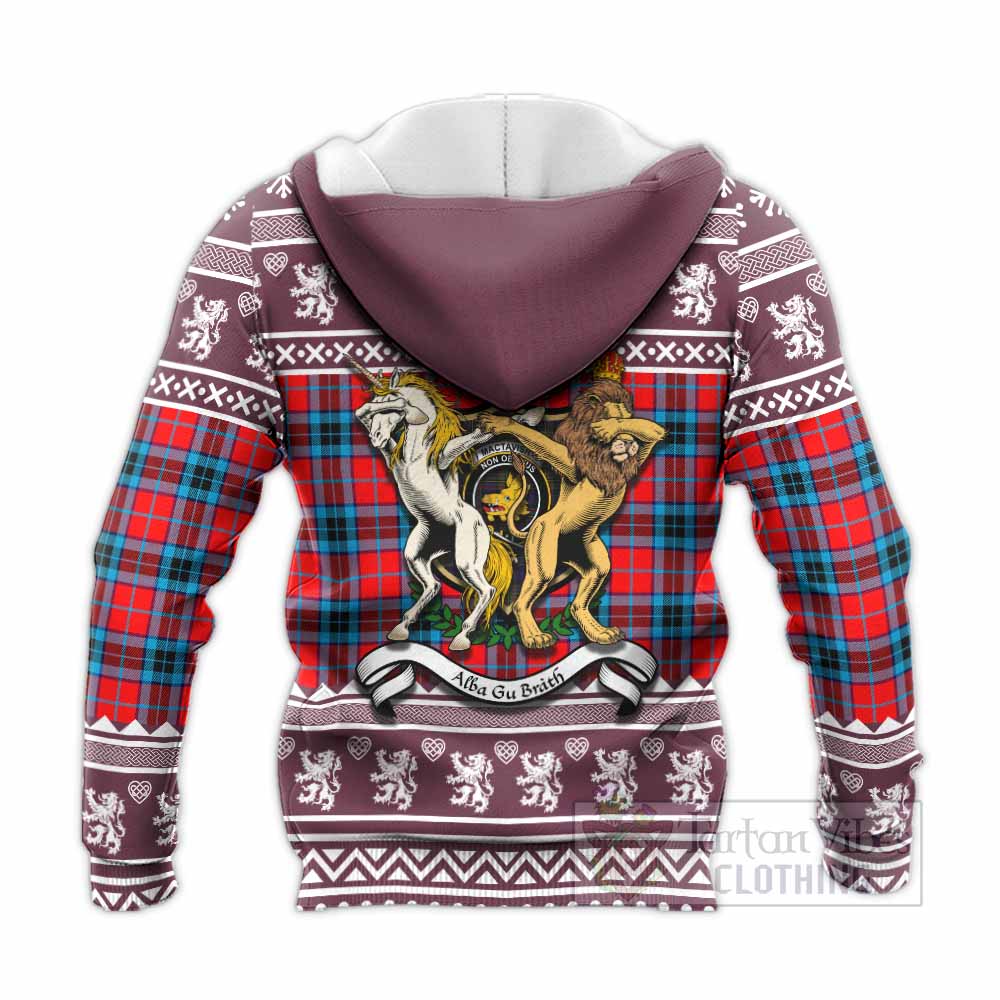 MacTavish (McTavish) Clan Tartan Crest Christmas Knitted Hoodie Coat of Arms Funny Style - Tartan Vibes Clothing