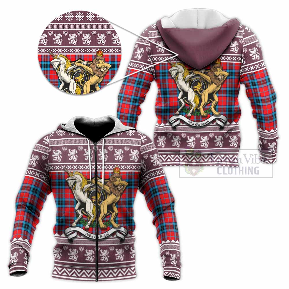 MacTavish (McTavish) Clan Tartan Crest Christmas Knitted Hoodie Coat of Arms Funny Style - Tartan Vibes Clothing