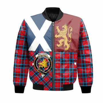 MacTavish (McTavish) Crest Tartan Bomber Jacket with Lion Rampant Saltire Style