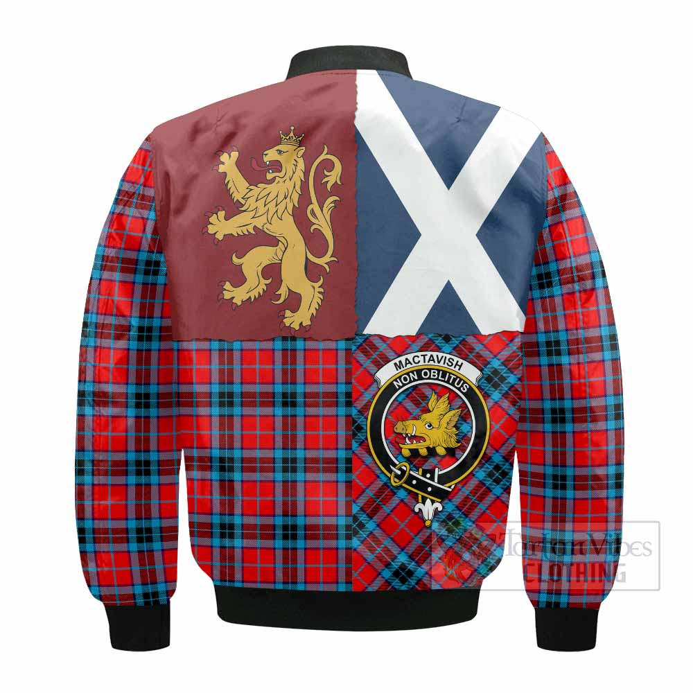 MacTavish (McTavish) Crest Tartan Bomber Jacket with Lion Rampant Saltire Style