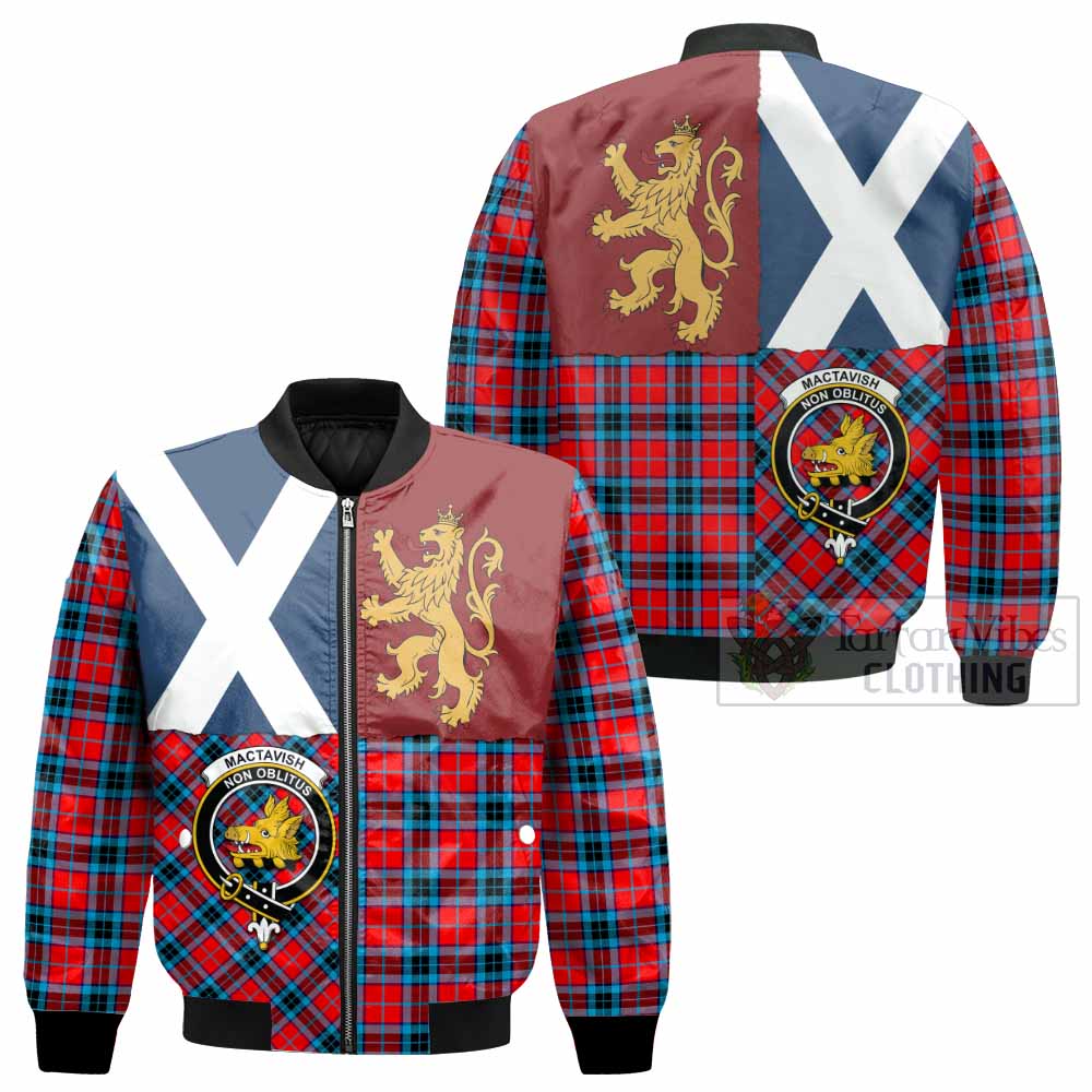 MacTavish (McTavish) Crest Tartan Bomber Jacket with Lion Rampant Saltire Style