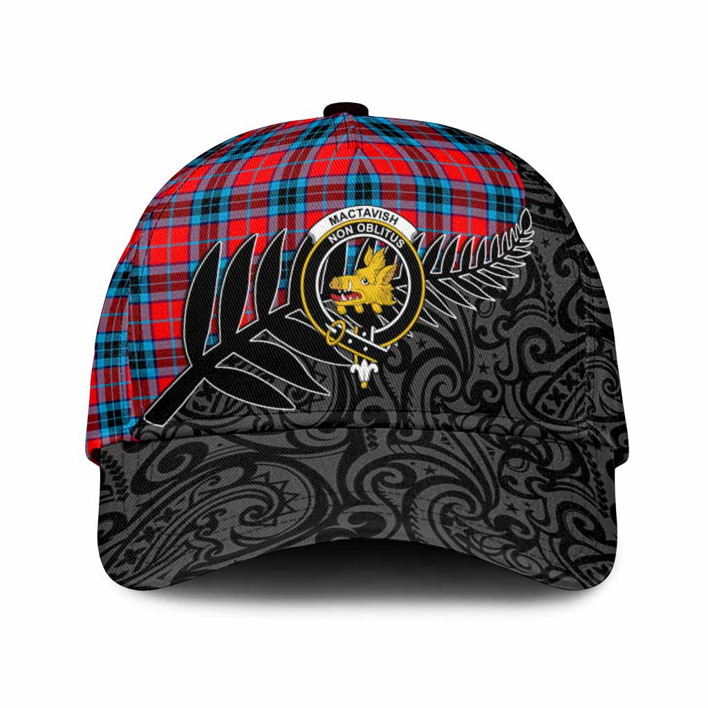 MacTavish (McTavish) Crest Tartan Classic Cap with New Zealand Silver Fern Half Style