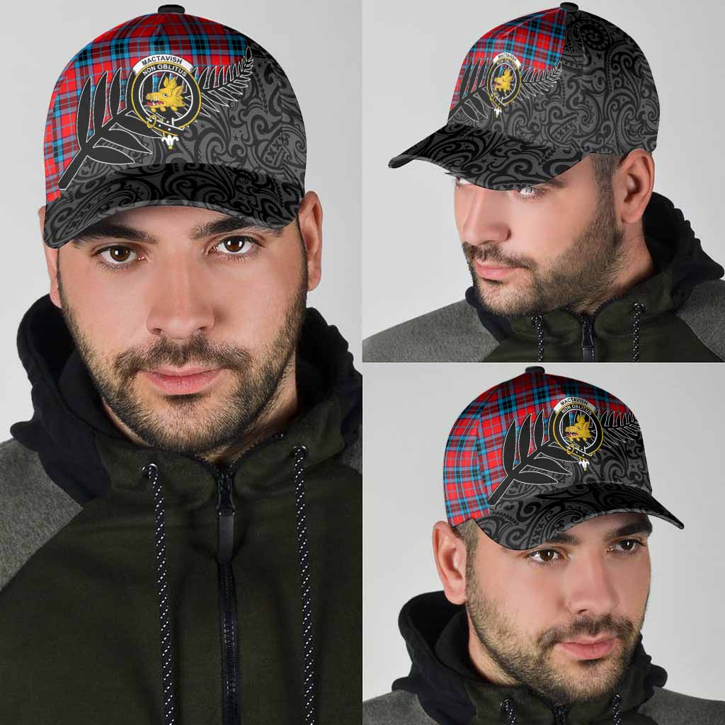 MacTavish (McTavish) Crest Tartan Classic Cap with New Zealand Silver Fern Half Style