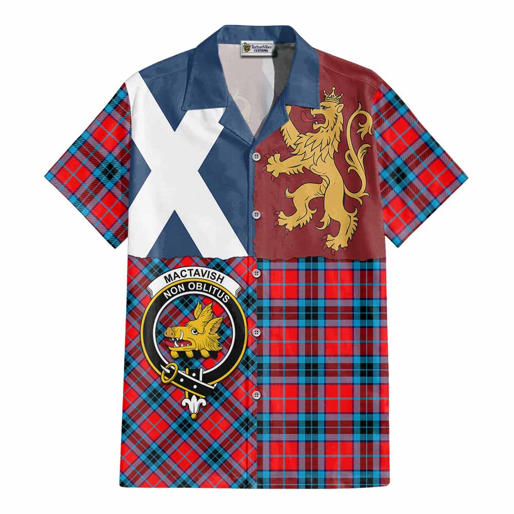 MacTavish (McTavish) Crest Tartan Cotton Hawaiian Shirt with Lion Rampant Saltire Style - Tartan Vibes Clothing