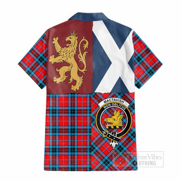 MacTavish (McTavish) Crest Tartan Cotton Hawaiian Shirt with Lion Rampant Saltire Style