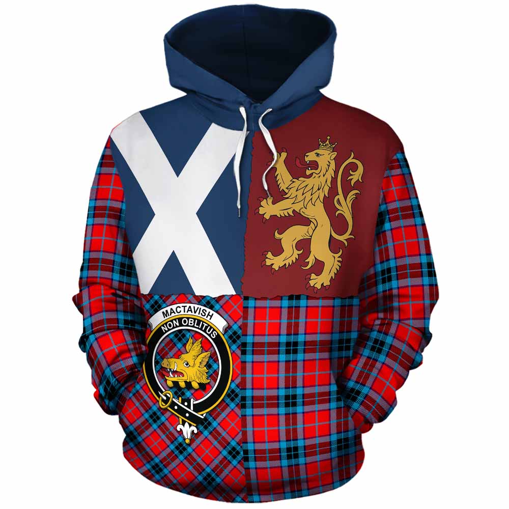 MacTavish (McTavish) Crest Tartan Cotton Hoodie with Lion Rampant Saltire Style - Tartan Vibes Clothing