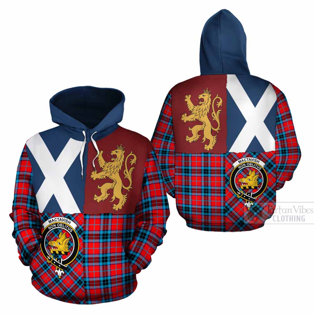 MacTavish (McTavish) Crest Tartan Cotton Hoodie with Lion Rampant Saltire Style - Tartan Vibes Clothing