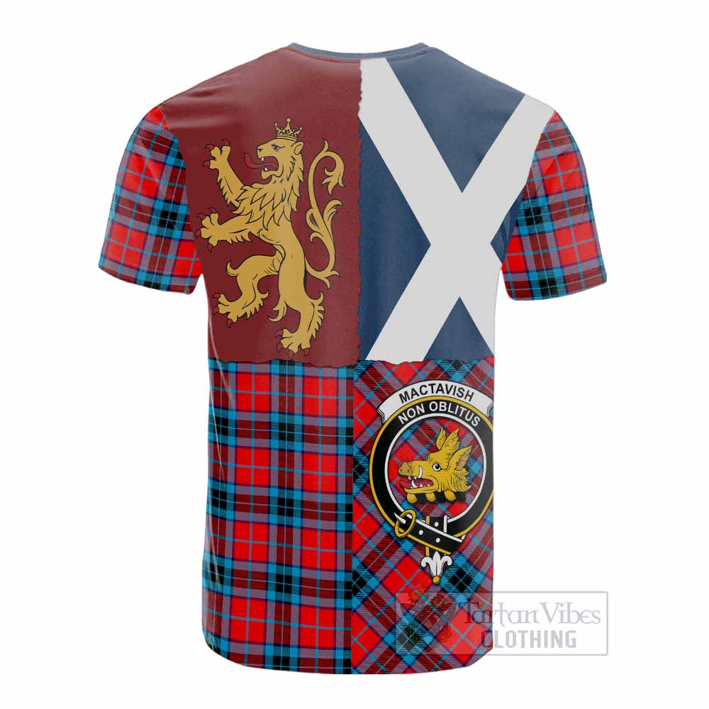 MacTavish (McTavish) Crest Tartan Cotton T-shirt with Lion Rampant Saltire Style - Tartan Vibes Clothing