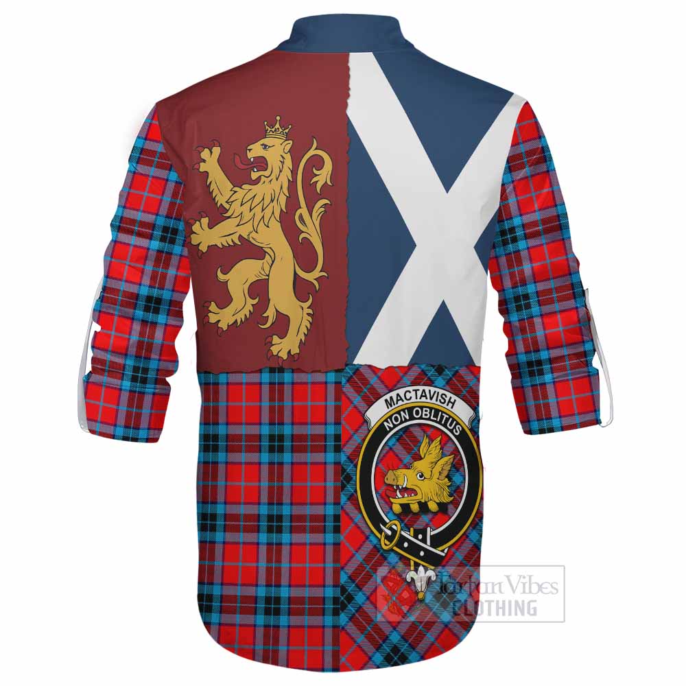 MacTavish (McTavish) Crest Tartan Ghillie Shirt with Lion Rampant Saltire Style - Tartan Vibes Clothing
