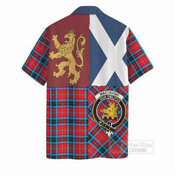 MacTavish (McTavish) Crest Tartan Hawaiian Shirt with Lion Rampant Saltire Style