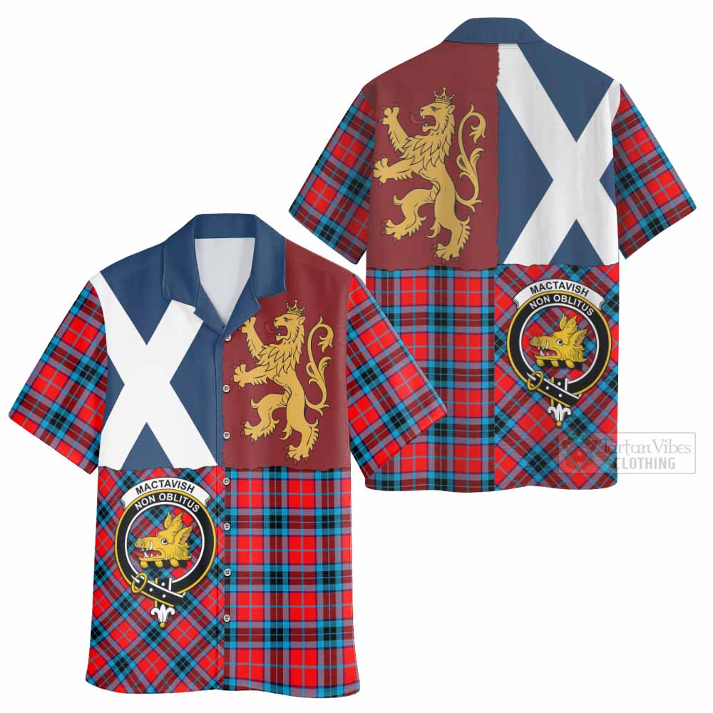 MacTavish (McTavish) Crest Tartan Hawaiian Shirt with Lion Rampant Saltire Style
