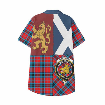 MacTavish (McTavish) Crest Tartan Kid Hawaiian Shirt with Lion Rampant Saltire Style