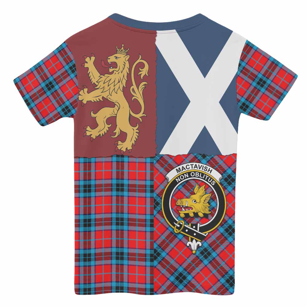 MacTavish (McTavish) Crest Tartan Kid T-shirt with Lion Rampant Saltire Style - Tartan Vibes Clothing