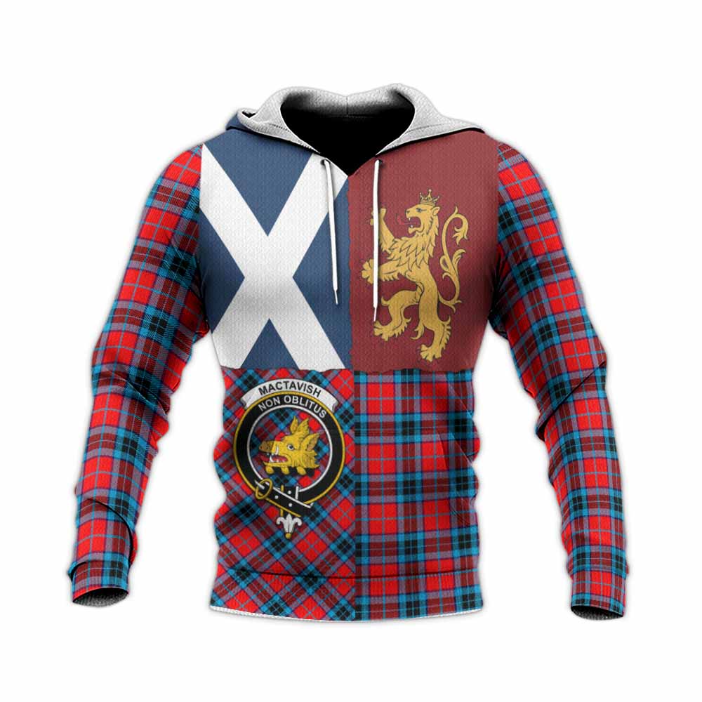 MacTavish (McTavish) Crest Tartan Knitted Hoodie with Lion Rampant Saltire Style