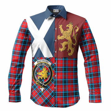 MacTavish (McTavish) Crest Tartan Long Sleeve Button Shirts with Lion Rampant Saltire Style