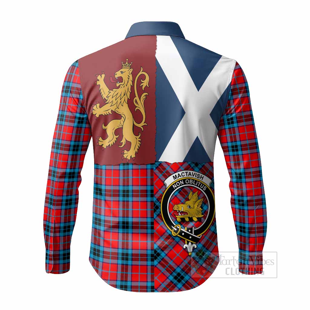 MacTavish (McTavish) Crest Tartan Long Sleeve Button Shirts with Lion Rampant Saltire Style