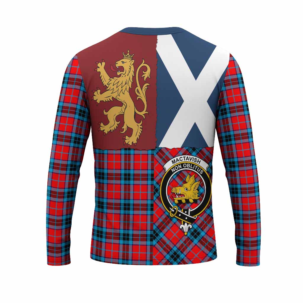 MacTavish (McTavish) Crest Tartan Long Sleeve T-Shirt with Lion Rampant Saltire Style