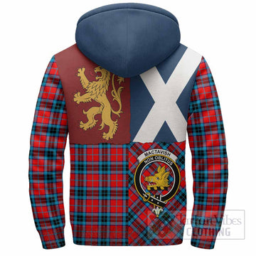 MacTavish (McTavish) Crest Tartan Sherpa Hoodie with Lion Rampant Saltire Style