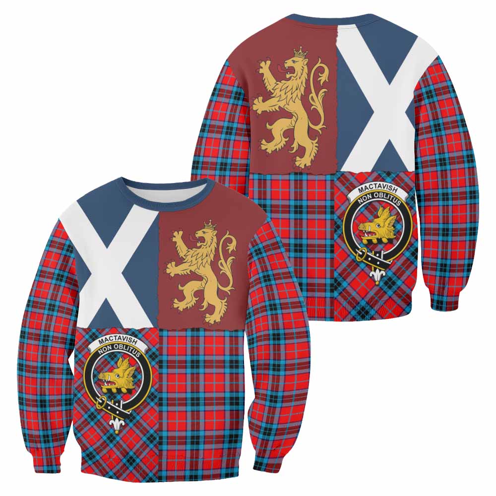 MacTavish (McTavish) Crest Tartan Sweatshirt with Lion Rampant Saltire Style
